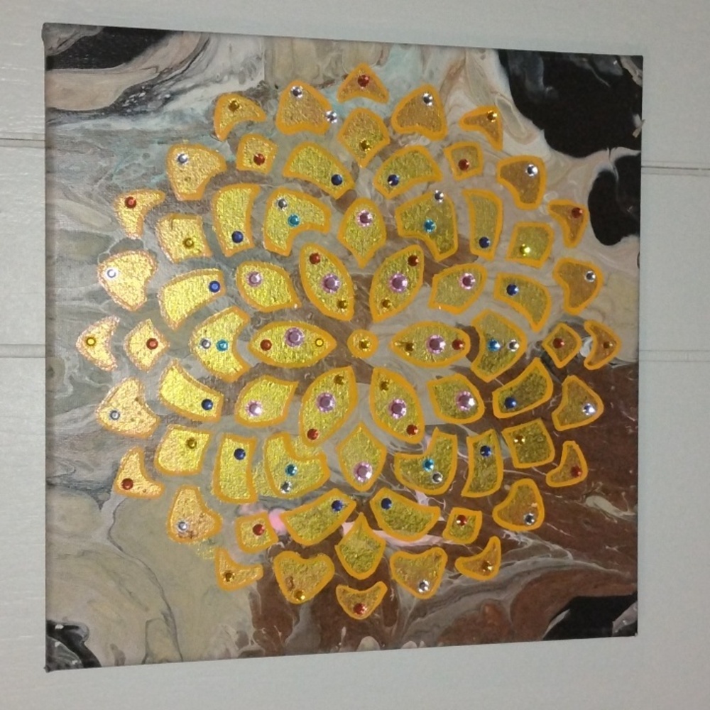 Hand painted/poured. Canvas